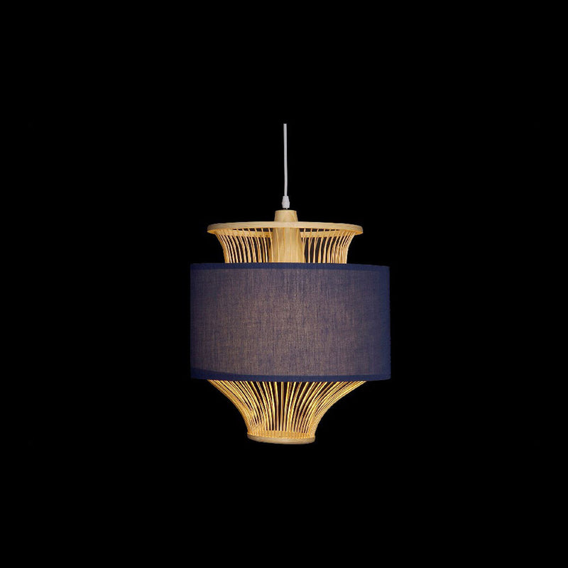 Loftslampe DKD Home Decor Sort Polyester Bambus 220 V 50 W (40 x 40 x 52 cm)