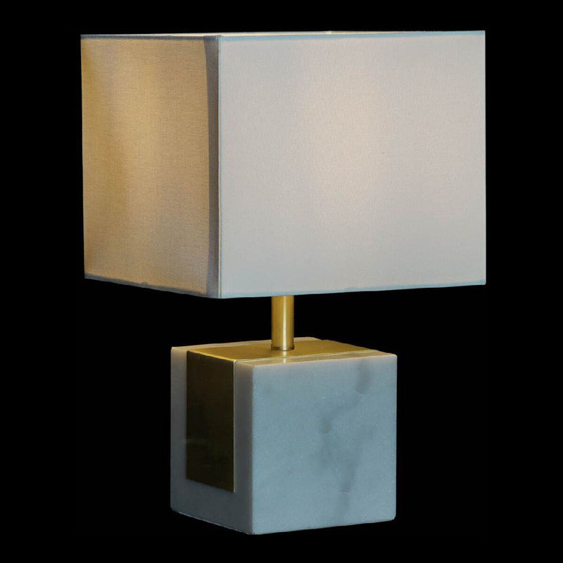 Bordlampe DKD Home Decor Hvid Polyester Marmor Gylden (26 x 26 x 43 cm)