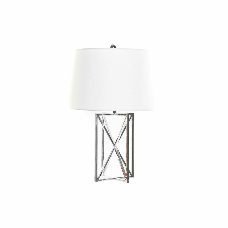 Bordlampe DKD Home Decor Hvid Sølv Polyester Metal 220 V 50 W (38 x 38 x 58 cm)