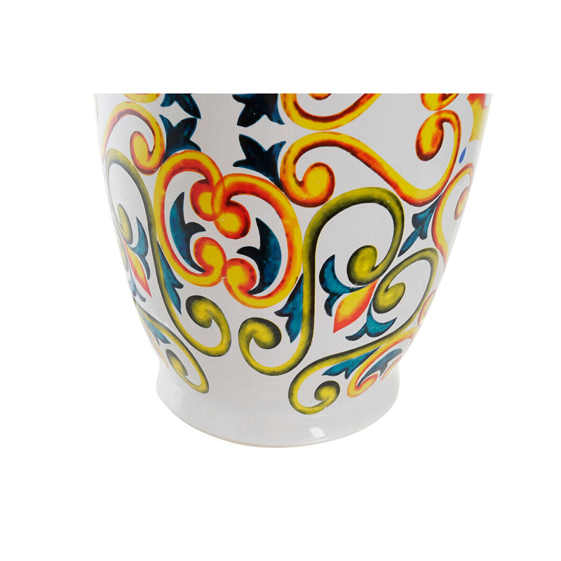 Bordlampe DKD Home Decor Keramik Hør Hvid (34 x 34 x 67 cm)