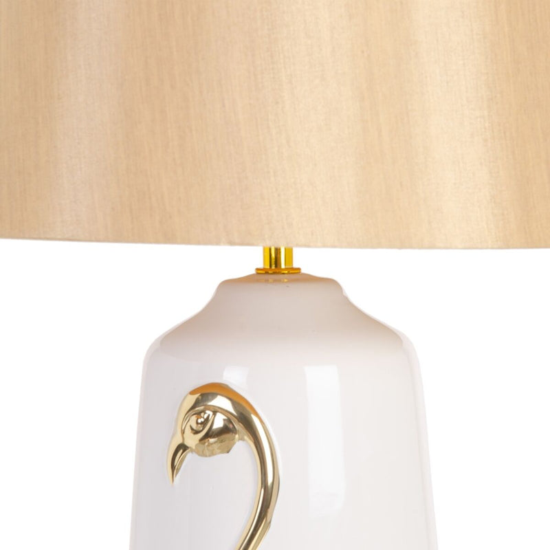 Bordlampe Hvid Gylden Bomuld Keramik 60 W 220 V 240 V 220-240 V 32 x 32 x 43 cm