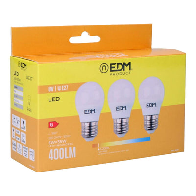 Pack of 3 LED bulbs EDM G 5 W E27 Ø 4,5 x 8 cm (3200 K)